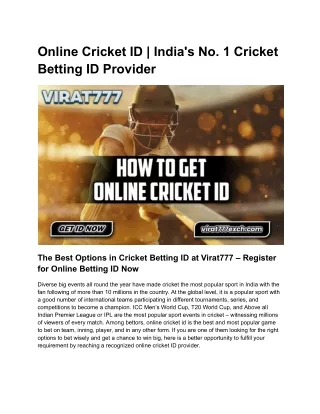 Online Cricket ID | India's No. 1 Cricket Betting ID Provider