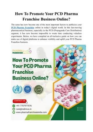 How To Promote Your PCD Pharma Franchise Business Online?