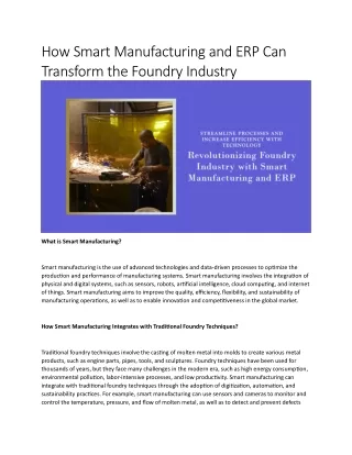 how smart manufacturing and erp can transform