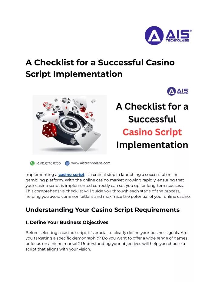 a checklist for a successful casino script