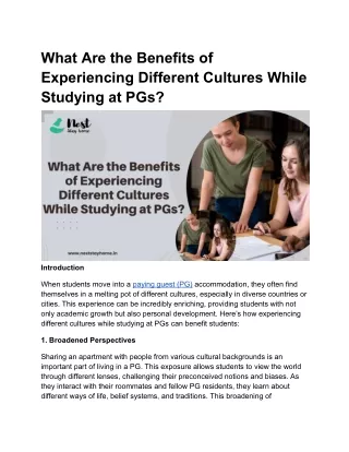 What Are the Benefits of Experiencing Different Cultures While Studying at PGs