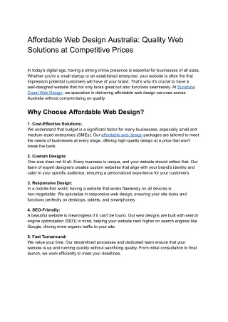 Affordable Web Design Australia_ Quality Web Solutions at Competitive Prices