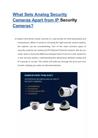 What Sets Analog Security Cameras Apart from IP Security Cameras_