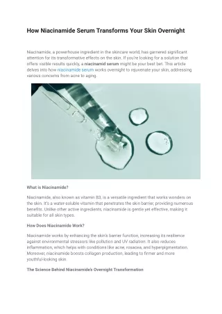 how niacinamide serum transforms your skin