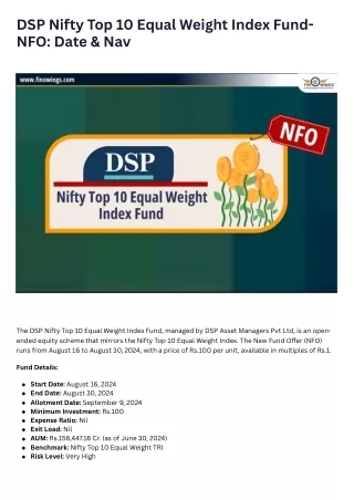 dsp nifty top 10 equal weight index fund nfo date
