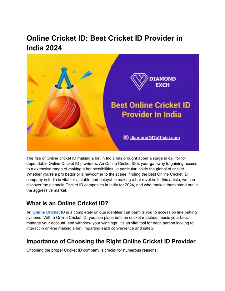 online cricket id best cricket id provider