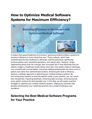 how to optimize medical software systems for maximum effficiency