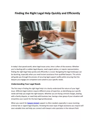 Finding the Right Legal Help Quickly and Efficiently