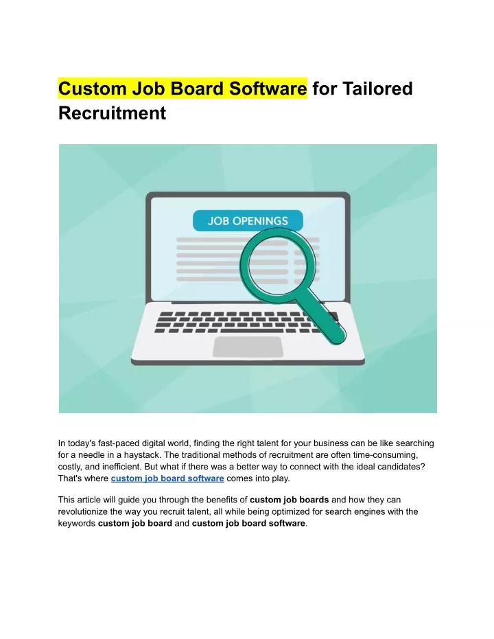 custom job board software for tailored recruitment