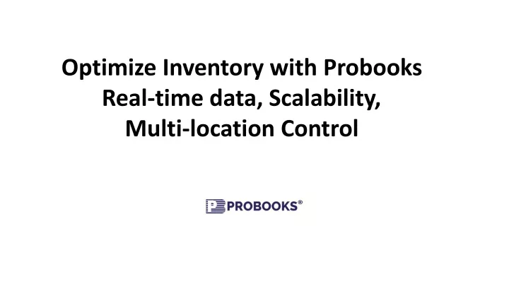 optimize inventory with probooks real time data