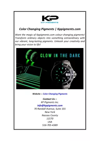 Color Changing Pigments  Kppigments.com