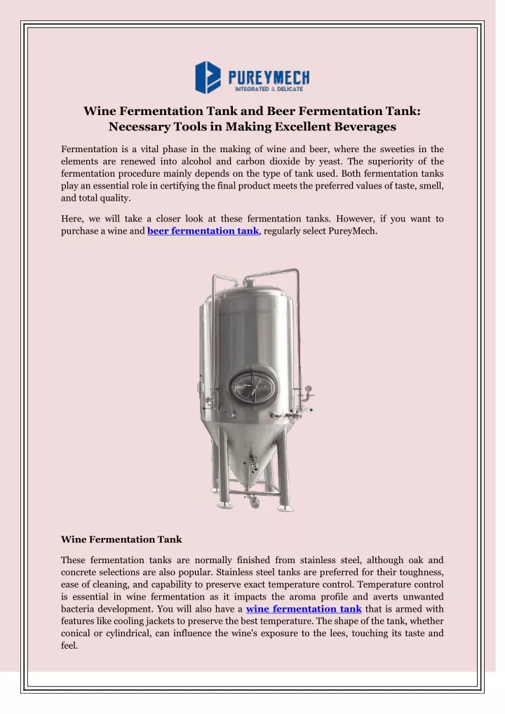 wine fermentation tank and beer fermentation tank