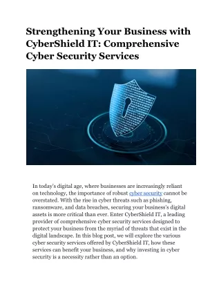 Strengthening Your Business with CyberShield IT_ Comprehensive Cyber Security Services