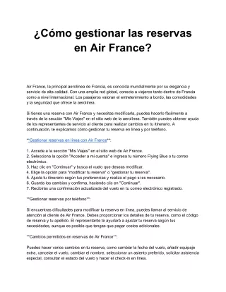 ¿Cómo gestionar las reservas en Air France