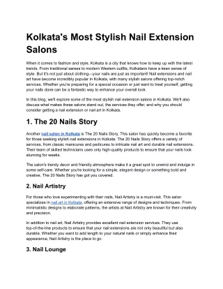 Kolkata's Most Stylish Nail Extension Salons