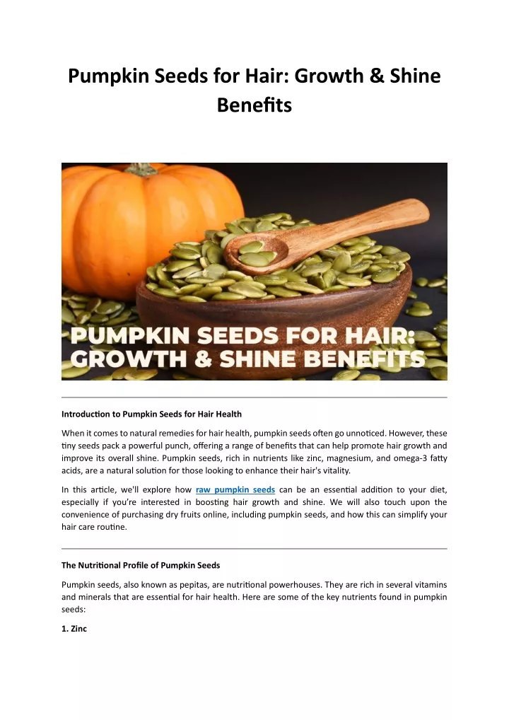 pumpkin seeds for hair growth shine benefits