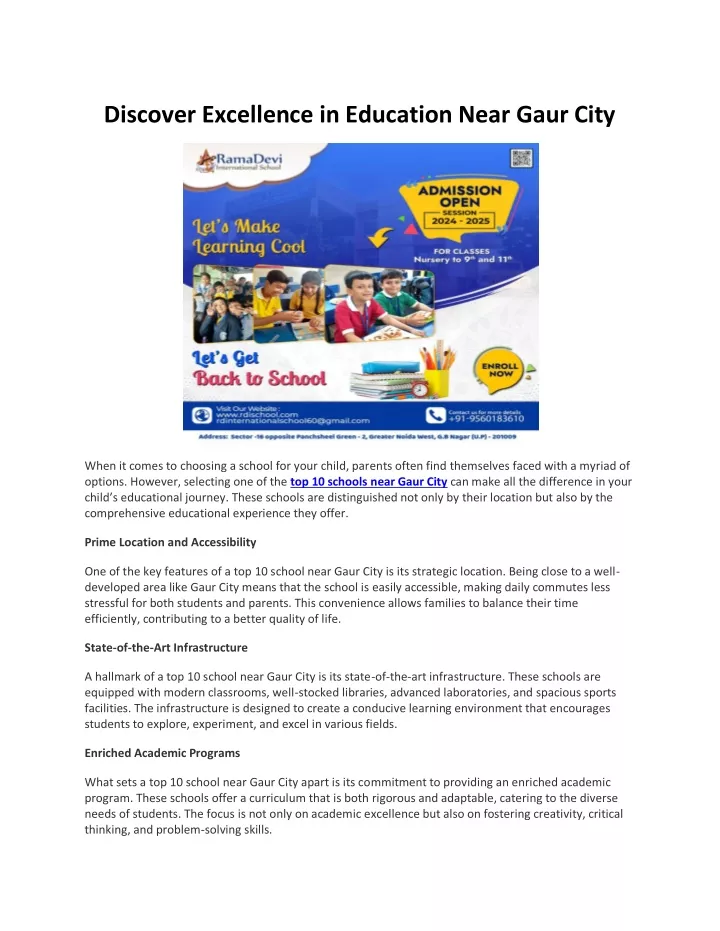 discover excellence in education near gaur city