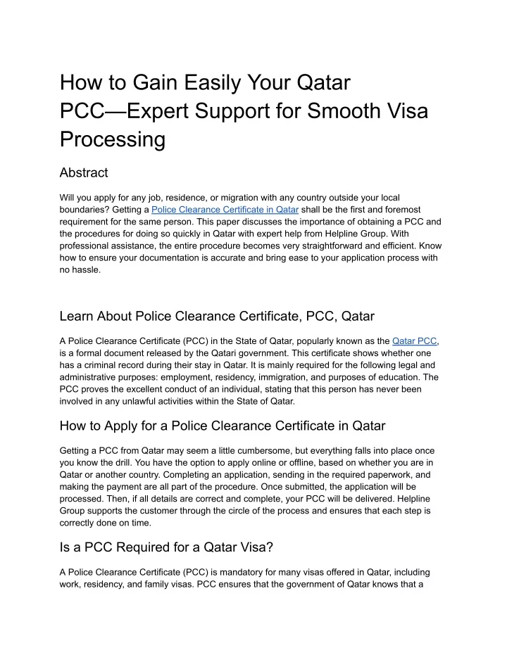 how to gain easily your qatar pcc expert support