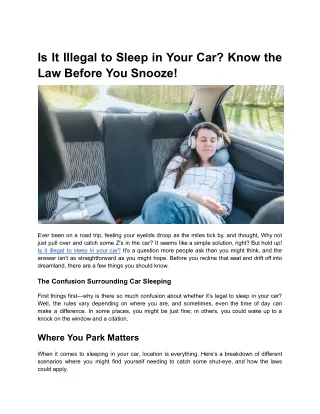 Is It Illegal to Sleep in Your Car? Know the Law Before You Snooze!