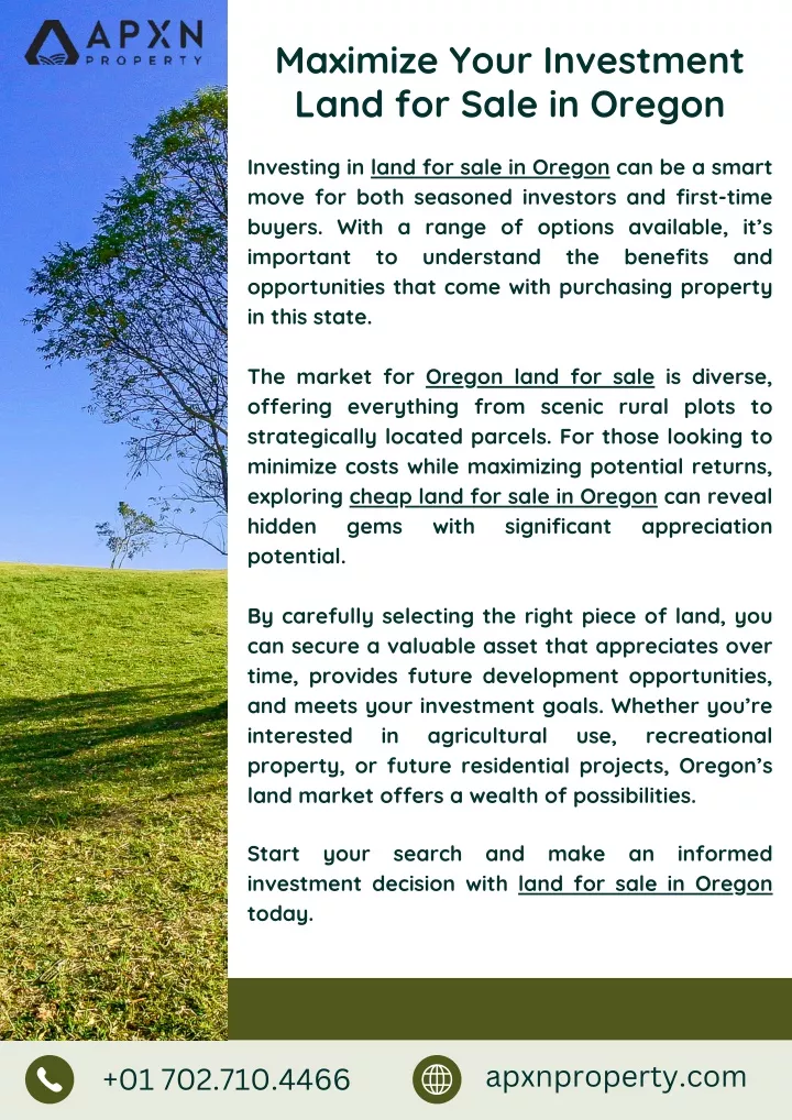 maximize your investment land for sale in oregon