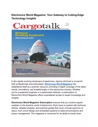 Electronics World Magazine_ Your Gateway to Cutting-Edge Technology Insights