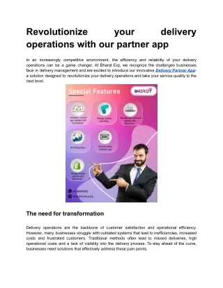 Revolutionize your delivery operations with our partner app