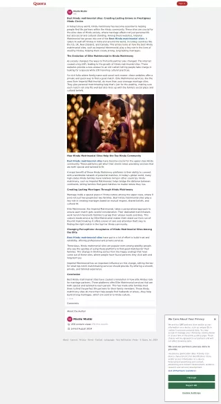 The Evolution of Elite Matrimonial In Hindu Matrimony