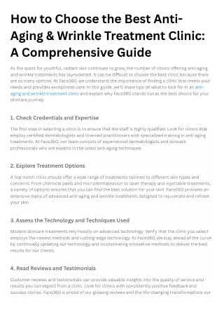How to Choose the Best Anti-Aging & Wrinkle Treatment Clinic A Comprehensive Guide