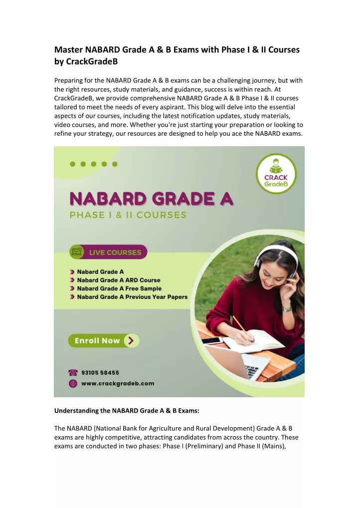 master nabard grade a b exams with phase