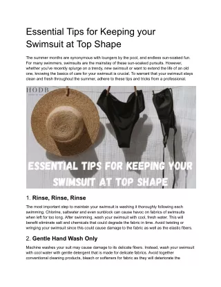 Essential Tips for Keeping your Swimsuit at Top Shape