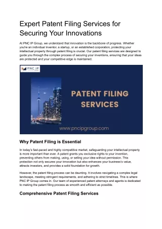 Patent filing services