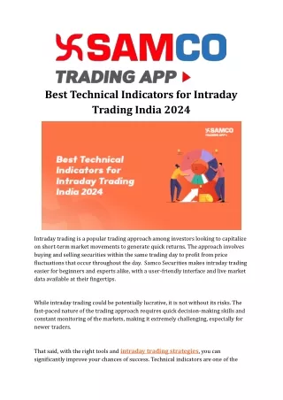 Best Technical Indicators for Intraday Trading India 2024