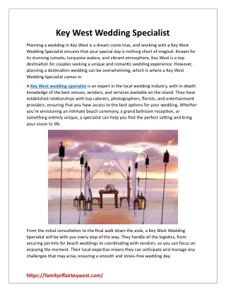 Key West Wedding Specialist