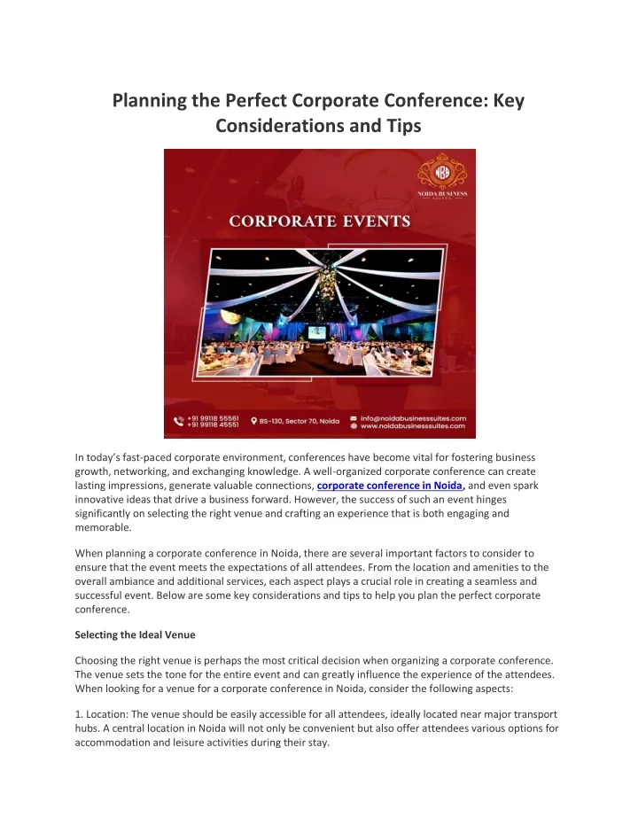 planning the perfect corporate conference