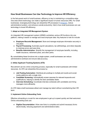 How Small Businesses Can Use Technology to Improve HR Efficiency