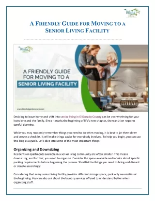 A Friendly Guide for Moving to a Senior Living Facility