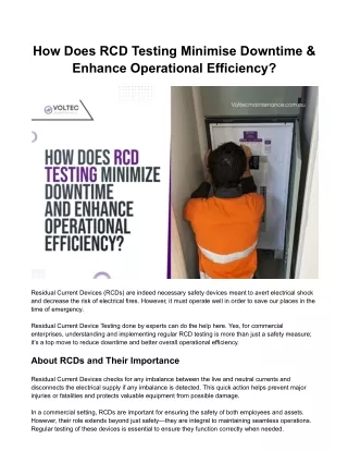 How Does RCD Testing Minimise Downtime & Enhance Operational Efficiency?