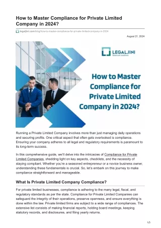 Mastering Compliance for Private Limited Companies in 2024