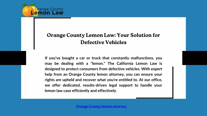 orange county lemon law your solution