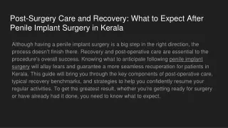 Post-Surgery Care and Recovery_ What to Expect After Penile Implant Surgery in Kerala