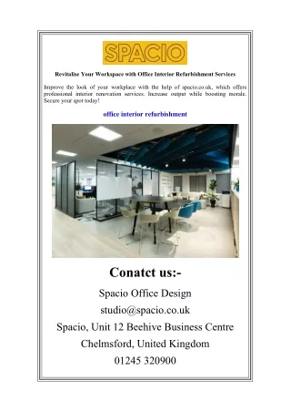Revitalise Your Workspace with Office Interior Refurbishment Services
