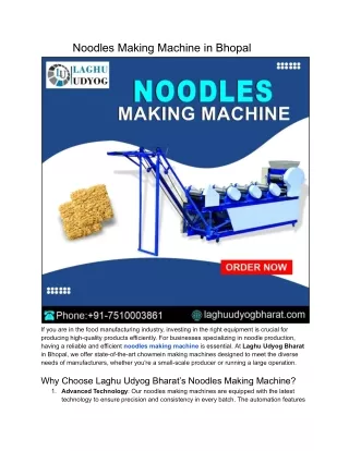Noodles Making Machine in Bhopal