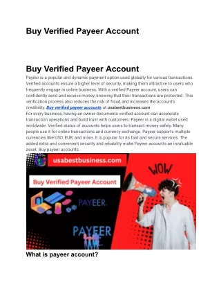 Buy Verified Payeer Account