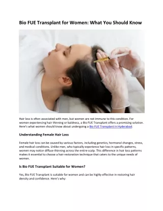 Bio FUE Transplant for Women: What You Should Know