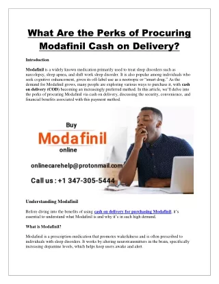 what are the perks of procuring modafinil cash