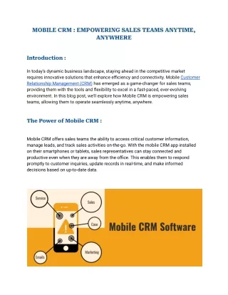MOBILE CRM _ EMPOWERING SALES TEAMS ANYTIME, ANYWHERE