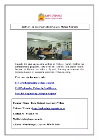 Best Civil Engineering College Gujarat Matzen Solutions