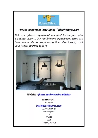 1 Fitness Equipment Installation  Bluefikspros.com