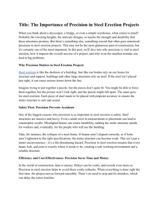 title the importance of precision in steel