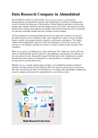 data research company in ahmedabad